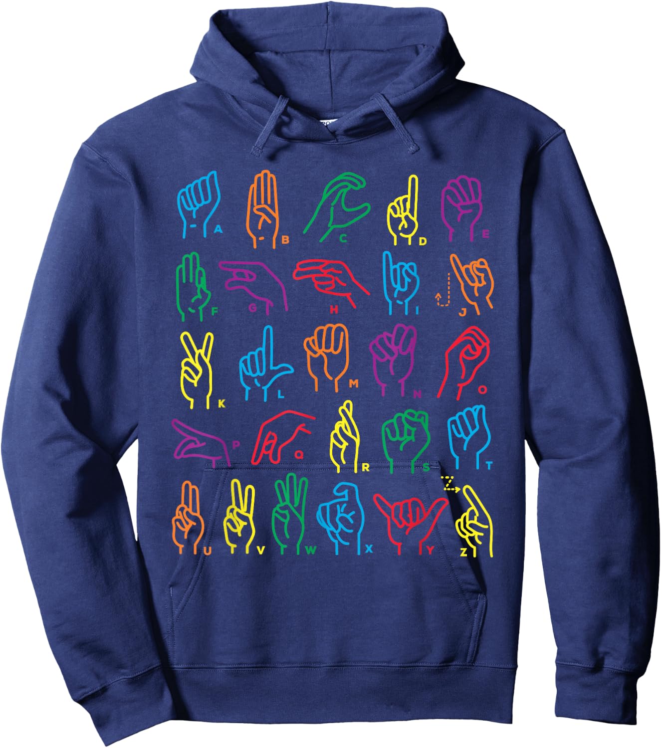 ABC Sign Language Chart Teacher Hand Letter Alphabet ASL Hoodie - Hoodie | Navy