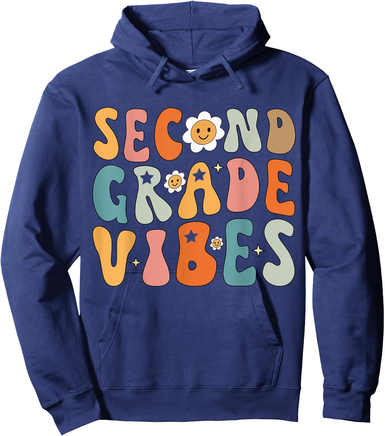 Second Grade Vibes, 2nd Grade Team Retro 1st Day of School Hoodie - Hoodie | Navy