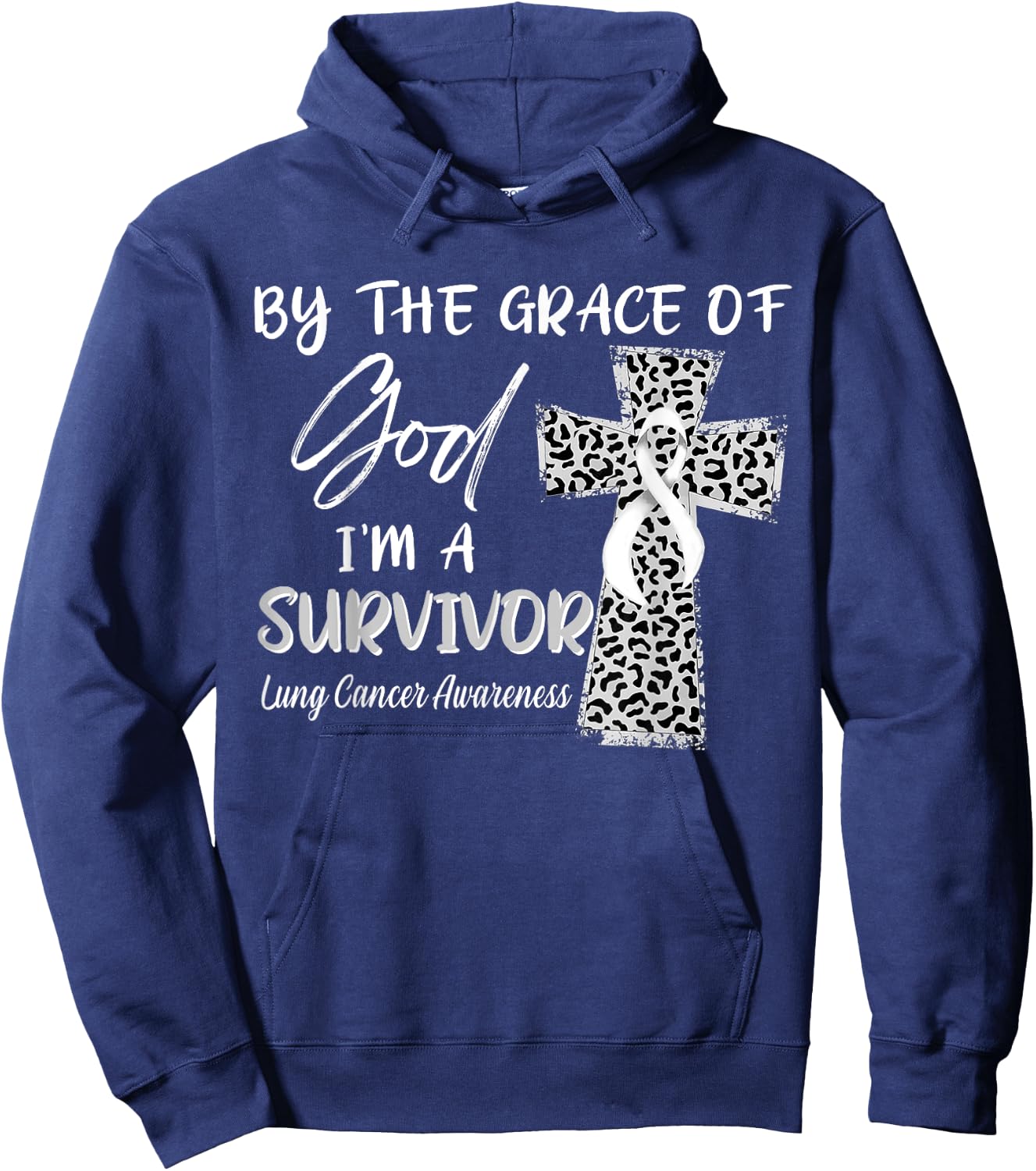 I'm A Survivor Lung Cancer Awareness White Ribbon Hoodie - Hoodie | Navy