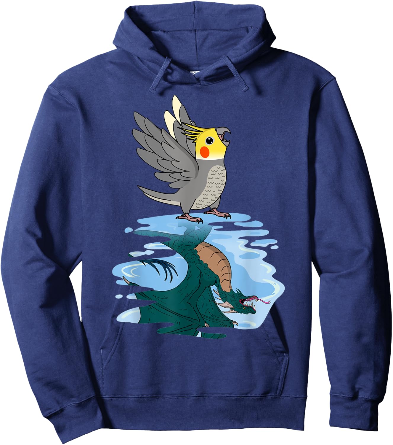 Parrot & Dragon Reflection I Cockatiel Hoodie - Hoodie | Navy