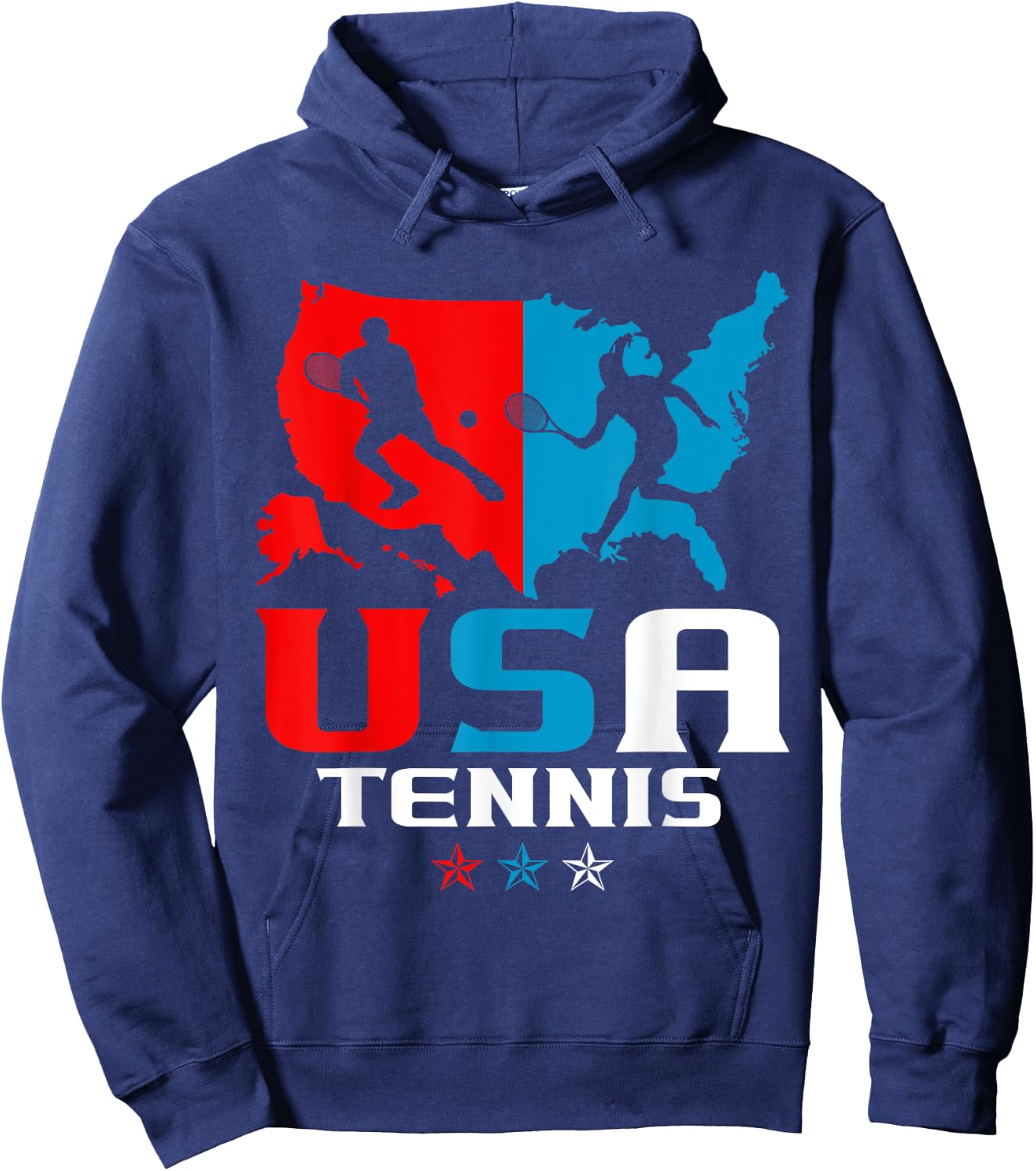 USA Tennis Independence Day American Flag Racket Sports Hoodie - Hoodie | Navy