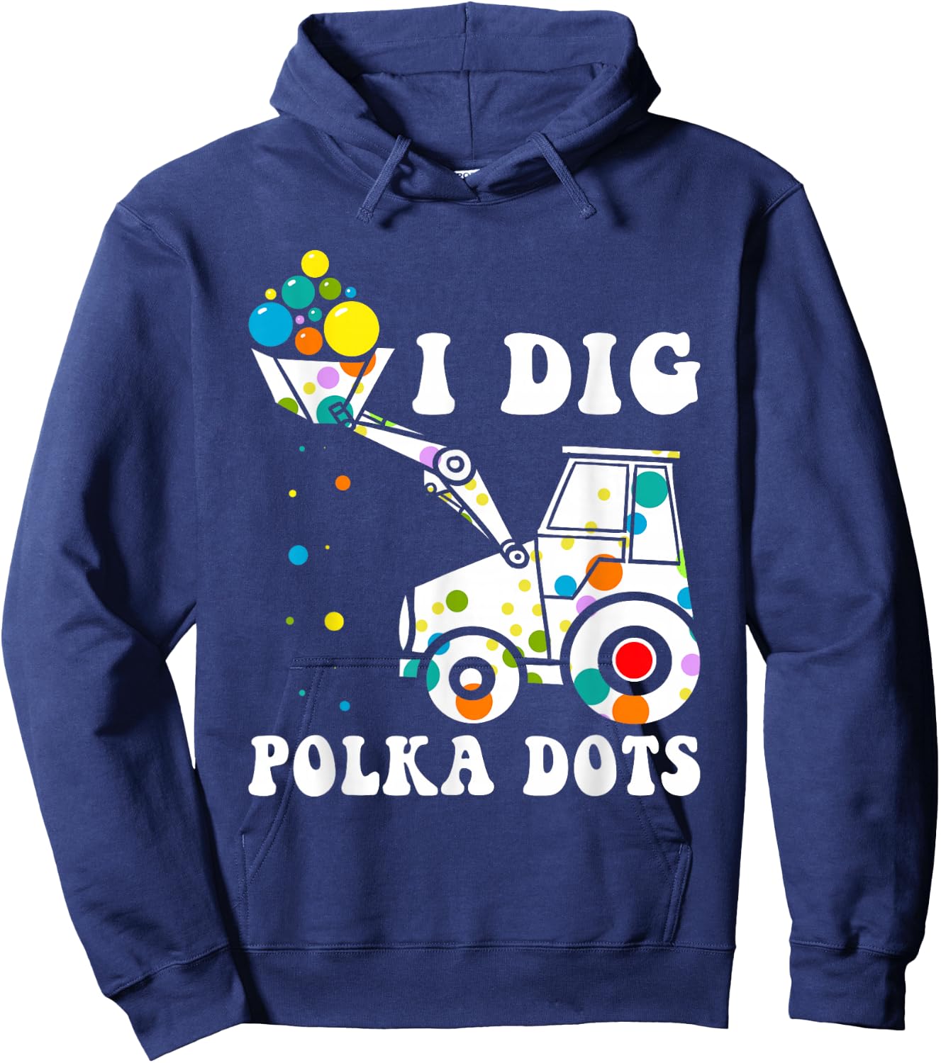 Happy Dot Day Dig Polka Kids Tractor Birthday Party Hoodie - Hoodie | Navy