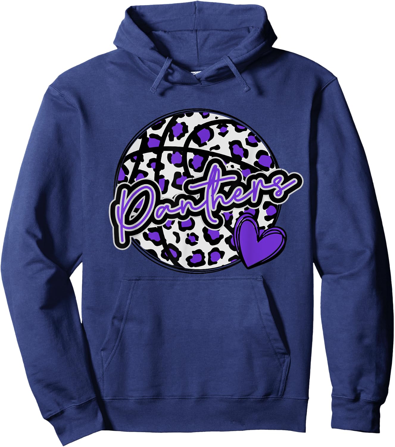 Leopard Cheetah Basketball PANTHERS Purple Spirit Game Hoodie - Hoodie | Navy