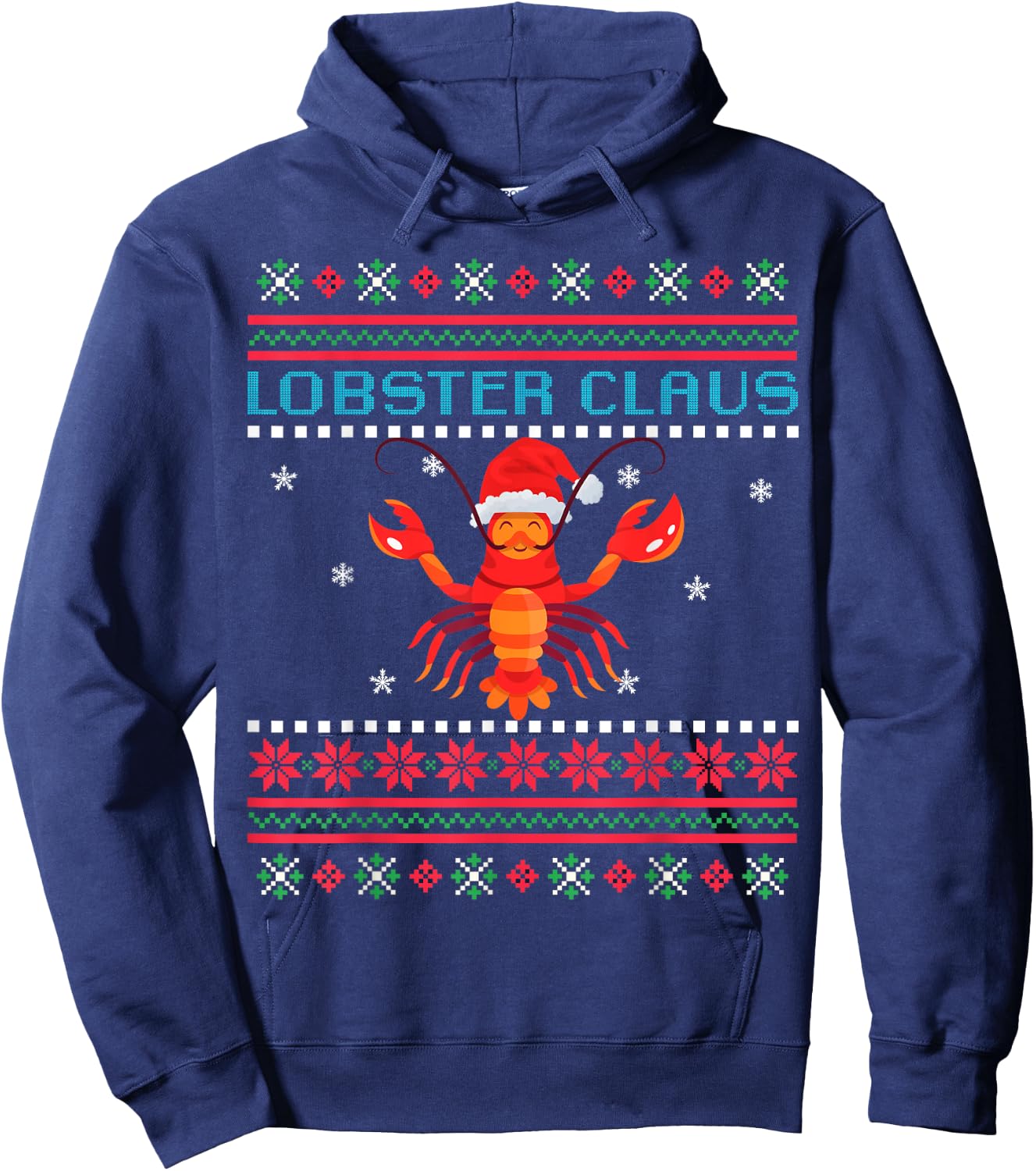 Lobster Claus Ugly Sweater For Lobster Lovers on Christmas Hoodie - Hoodie | Navy
