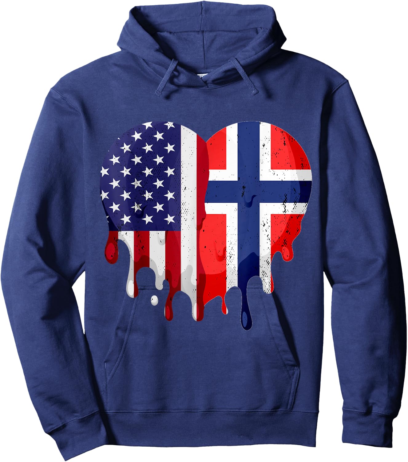American Norwegian Heritage Month Norway Flag Heart Hoodie - Hoodie | Navy