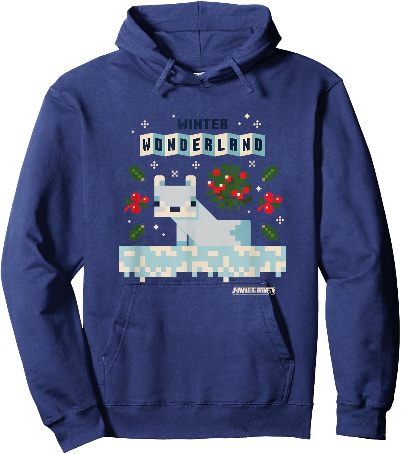 Minecraft Christmas Winter Wonderland Cute Snow Fox Shot Hoodie - Hoodie | Navy