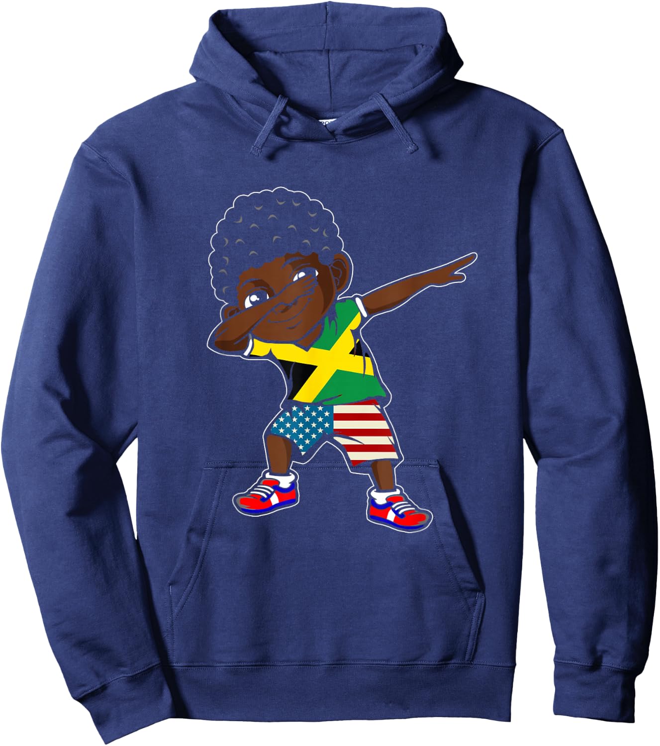 Half American Half Jamaican Boy Kid Jamaica Flag Patriotic Hoodie - Hoodie | Navy
