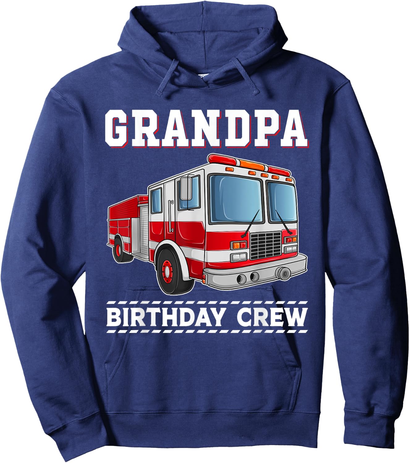 GrandpaBirthday Crew Fire Truck Themed Family Matching Hoodie - Hoodie | Navy