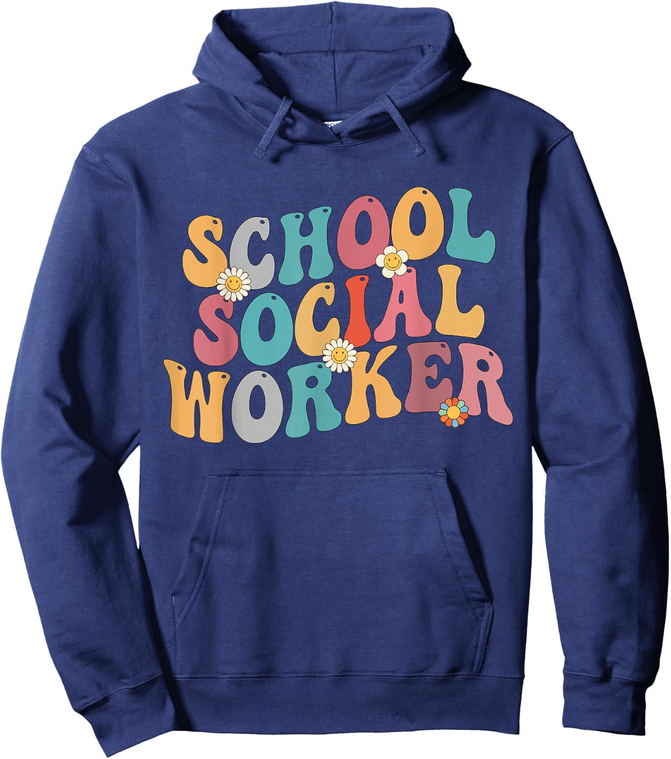 School Social Worker Groovy Retro Appreciation Social Work Hoodie - Hoodie | Navy