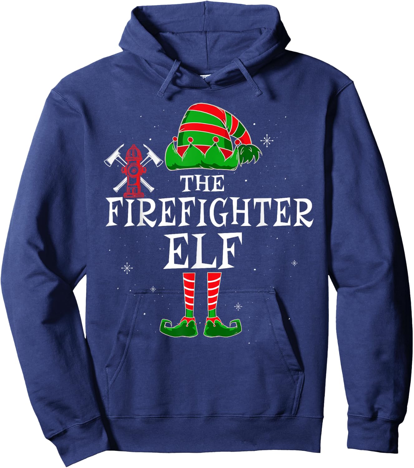 Firefighter Elf Group Matching Christmas Fire Department Hoodie - Hoodie | Navy