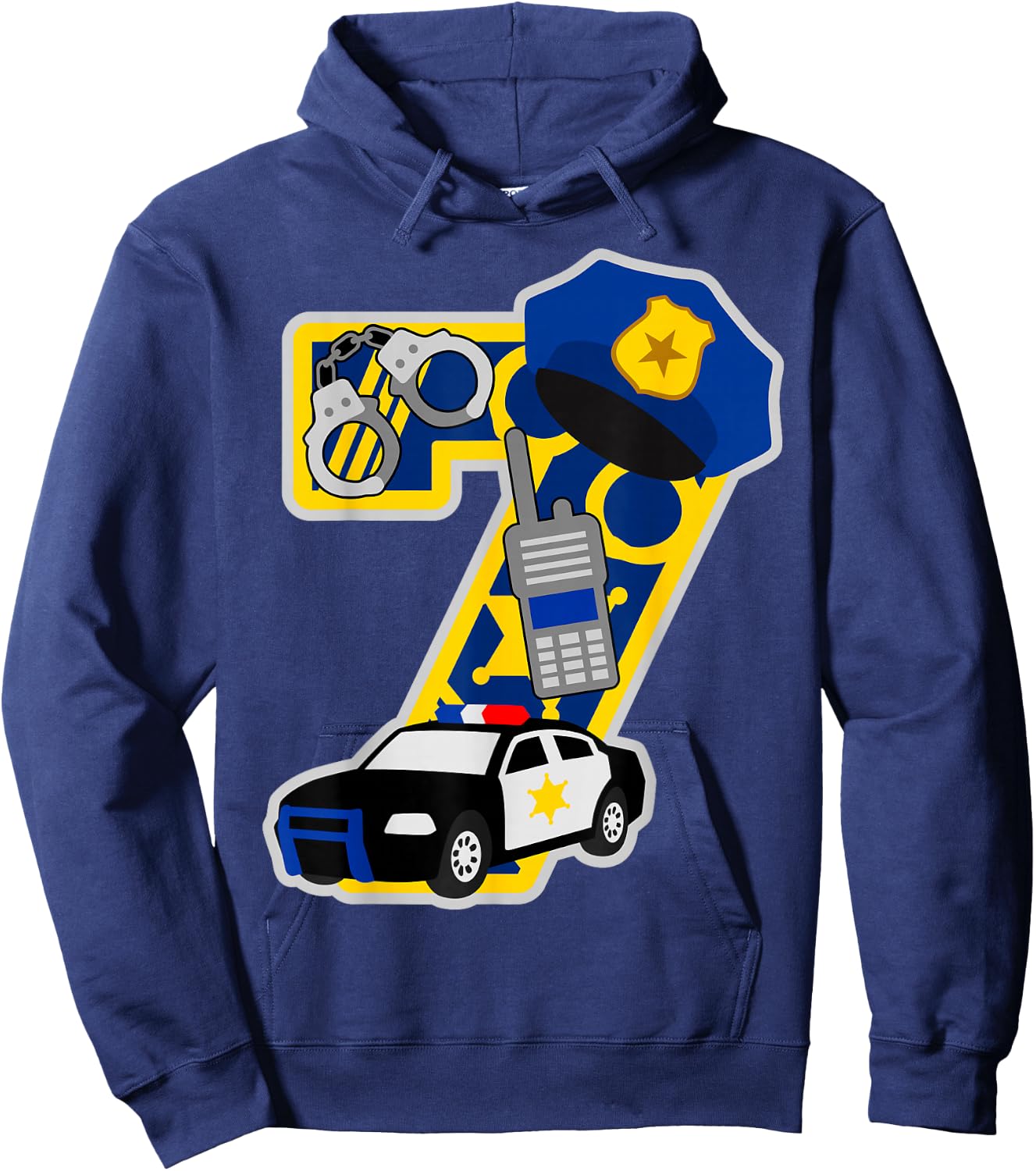 Police 7th birthday party Number 7 - 7 years birthday Hoodie - Hoodie | Navy