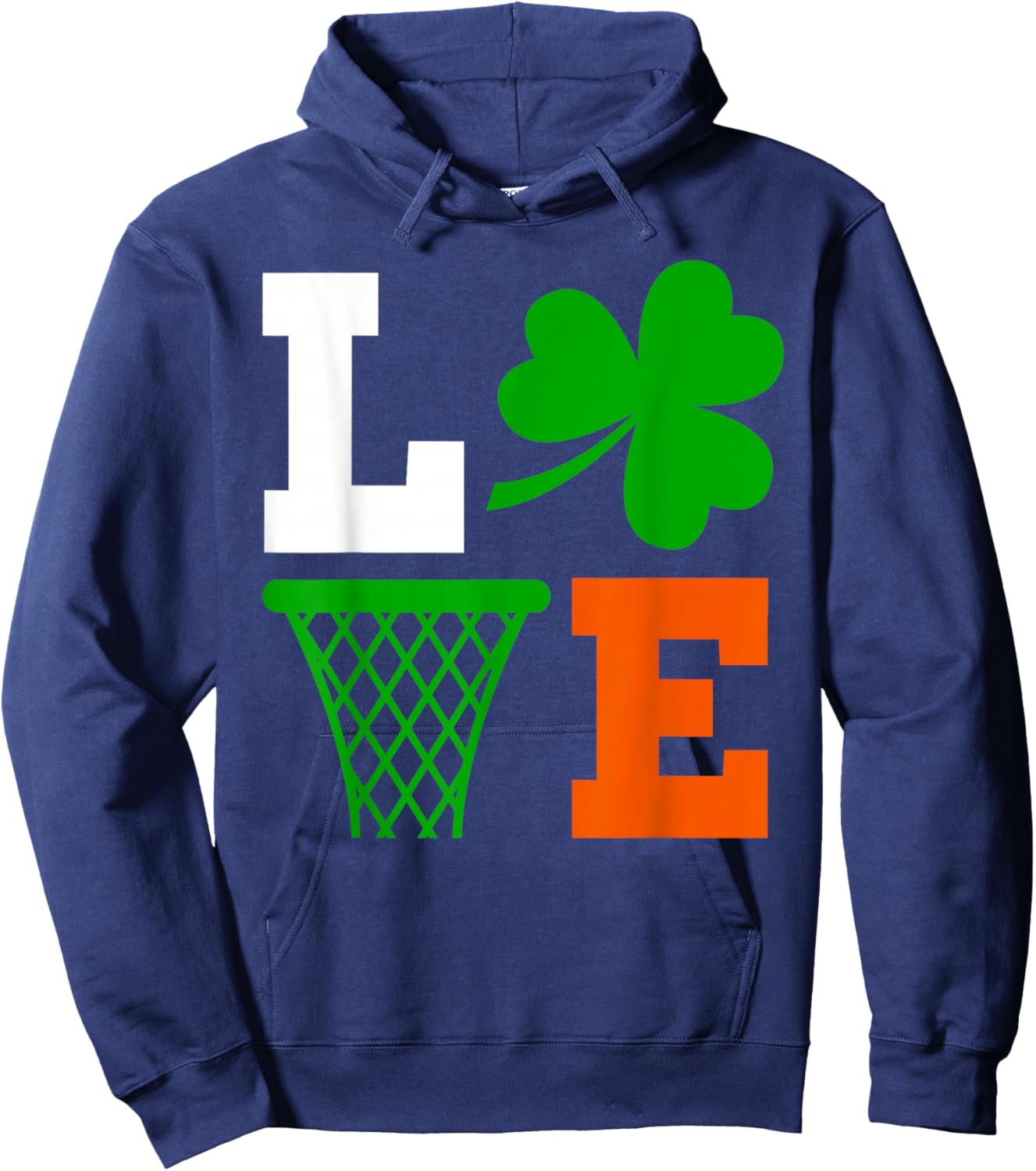 Irish Cute Funny Basketball St Patrick's Day Lucky Shamrock Hoodie - Hoodie | Navy