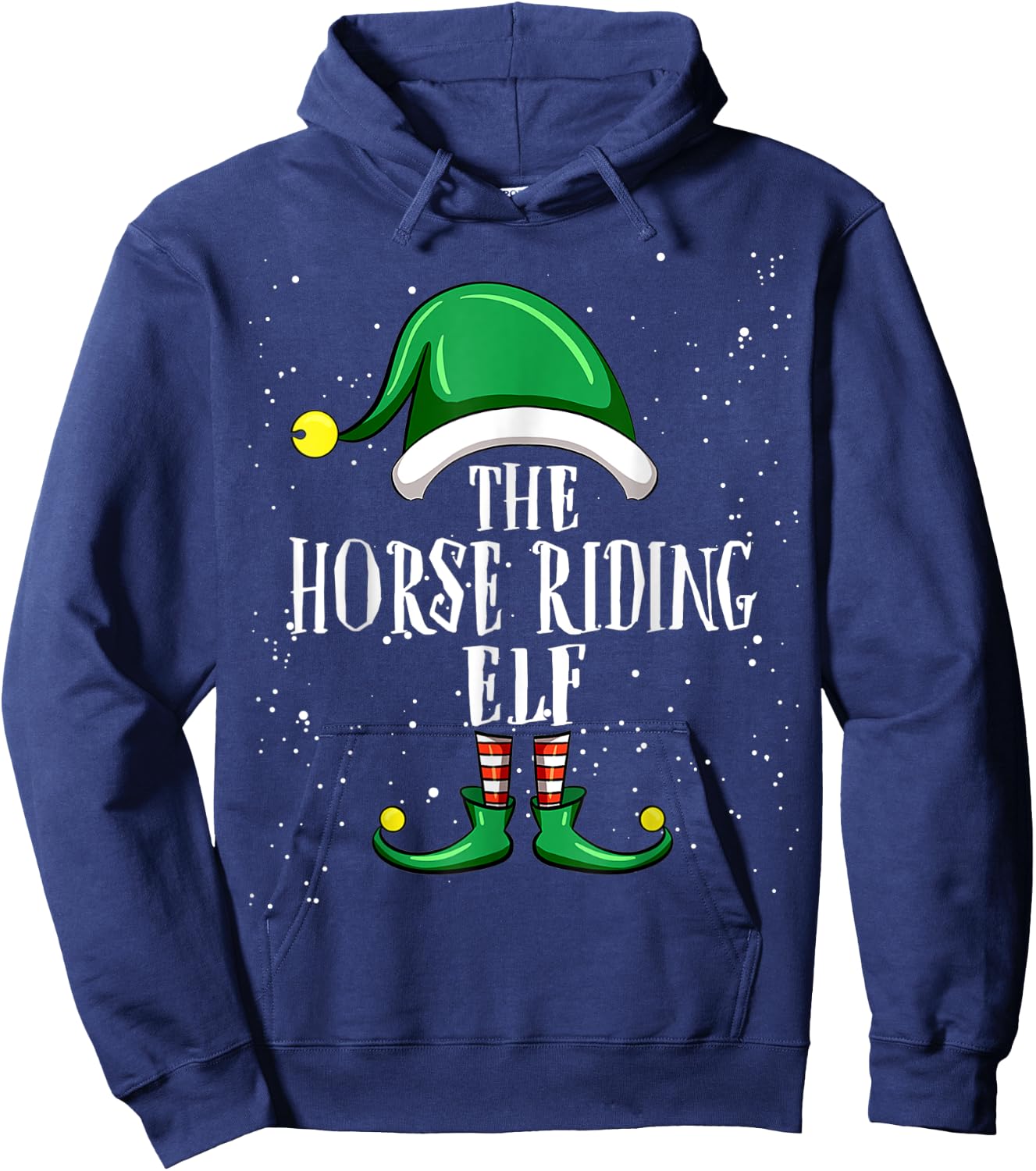 Horse Riding Elf Group Matching Family Christmas Funny Hoodie - Hoodie | Navy