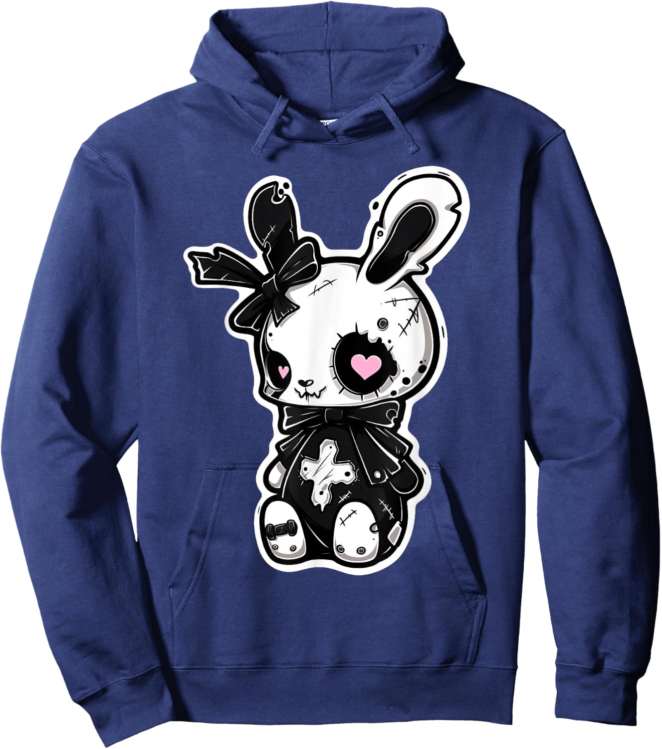 Goth Bunny Kawaii Rabbit E-Girl Cute Gothic Outfit Grunge Hoodie - Hoodie | Navy