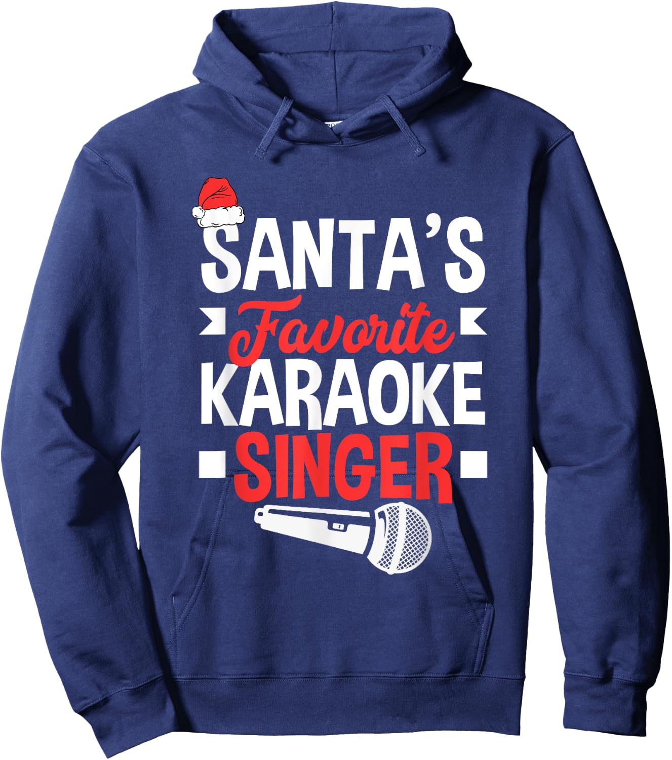 Santa's Favorite Karaoke Singer Christmas Karaoke Hoodie - Hoodie | Navy