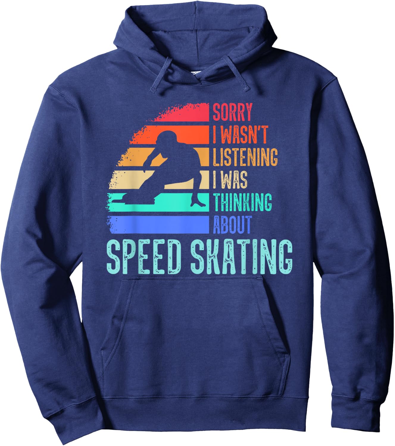 Speed Skating Retro Vintage Ice Skater Long Track Racing Hoodie - Hoodie | Navy
