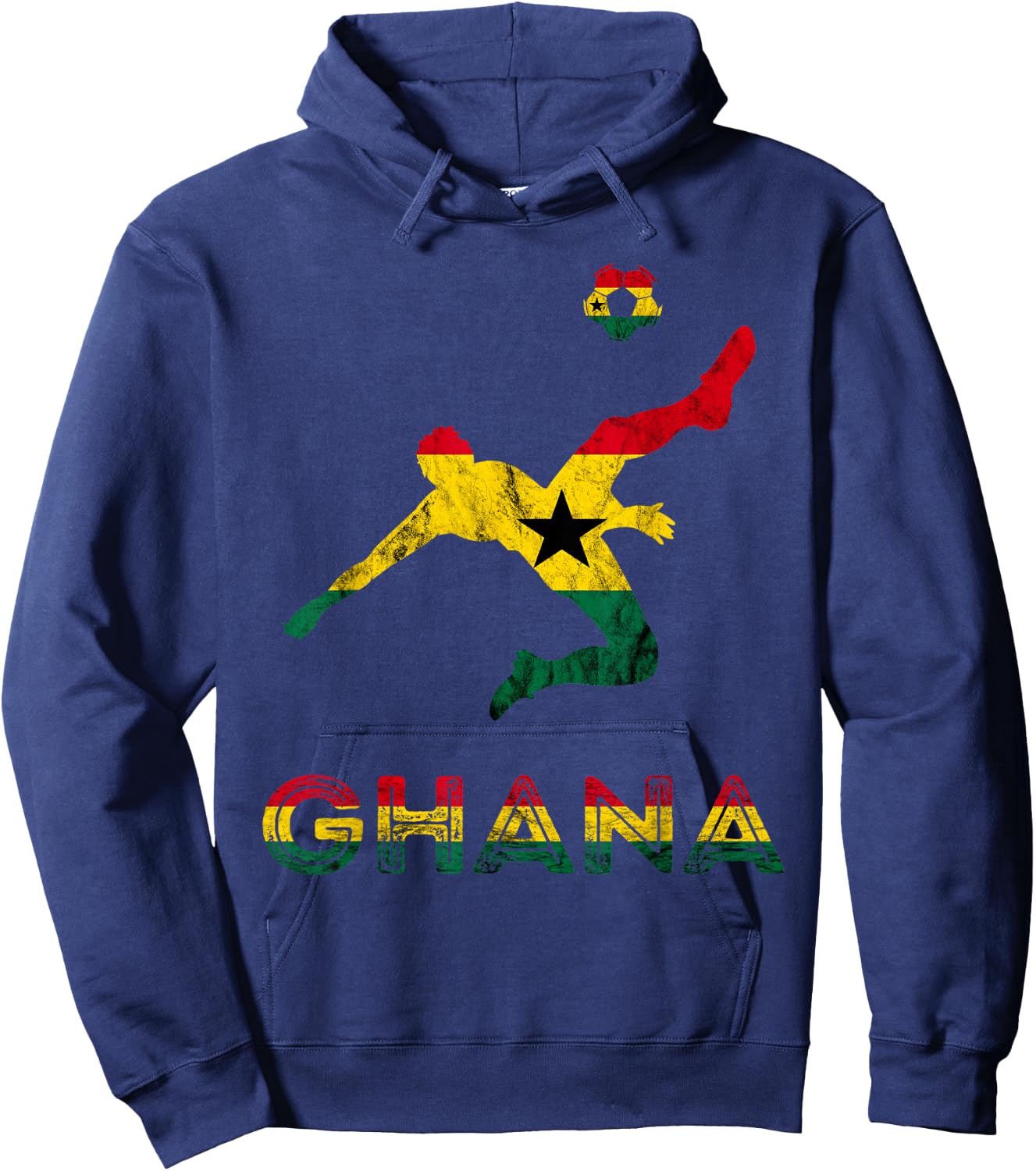 Ghana Soccer Player Ghana Ghanese Roots Evolution Ghana Flag Hoodie - Hoodie | Navy