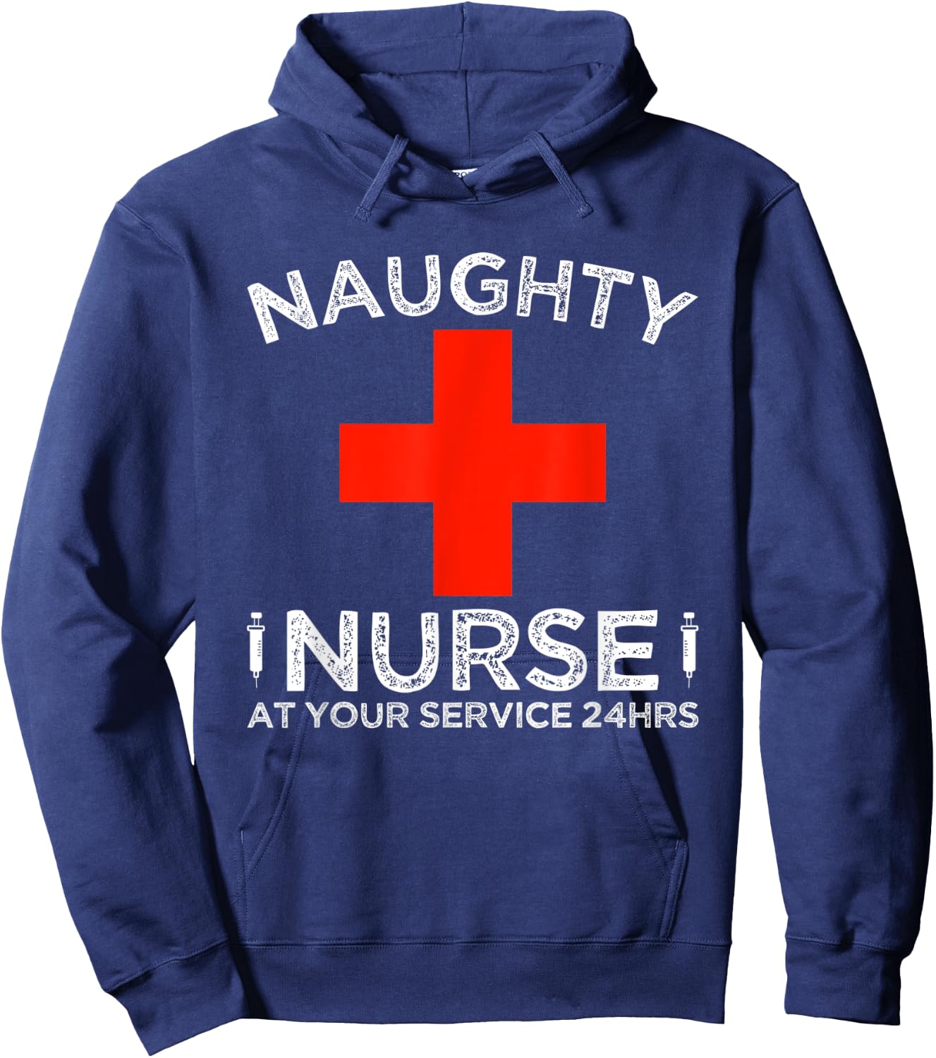 Naughty Nurse At Your Service 24 Hours Halloween Adult Joke Hoodie - Hoodie | Navy