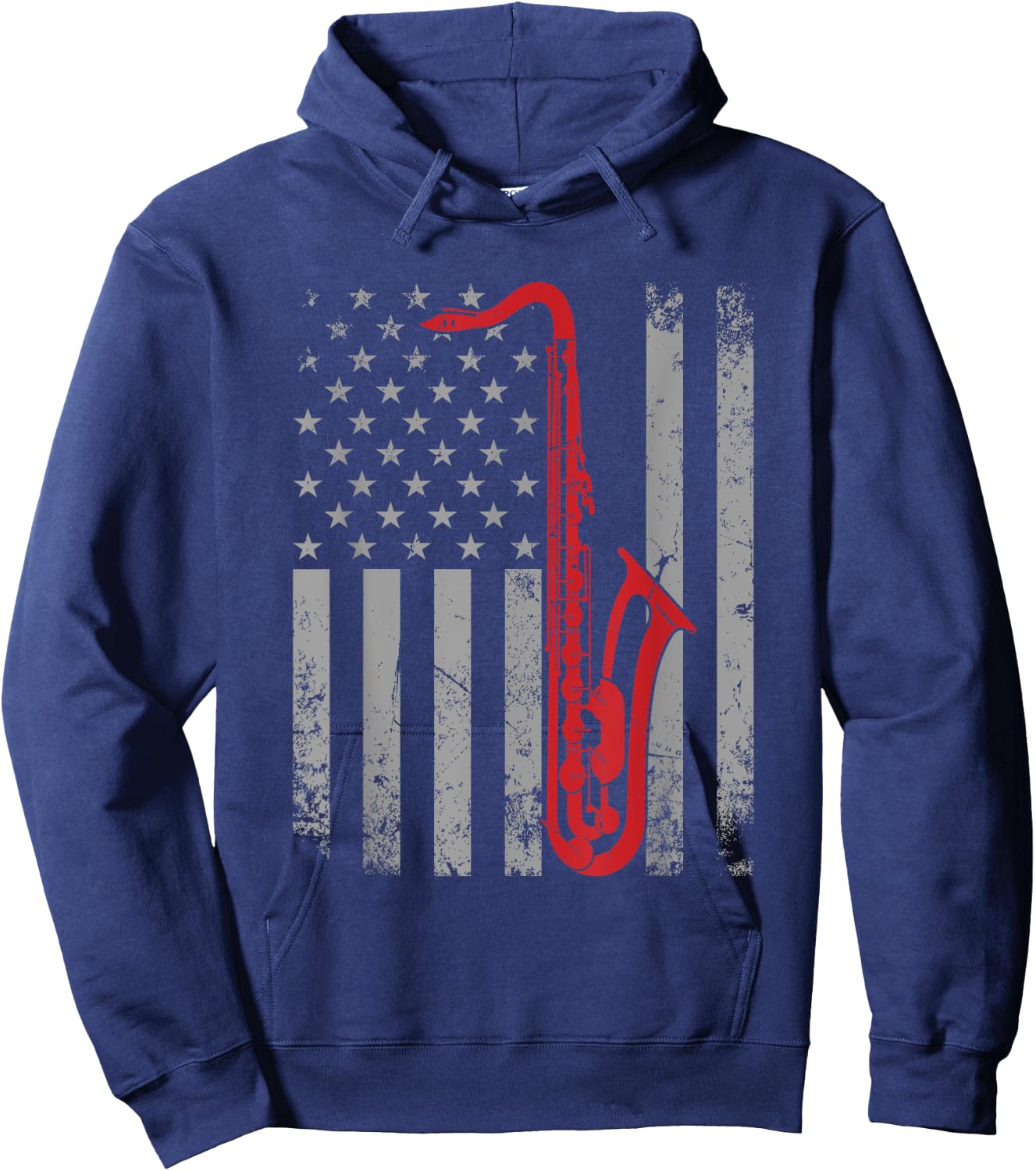 Saxophone Musician Jazz Music American Flag For Saxophonist Women Kids Men Hoodie - Hoodie | Navy
