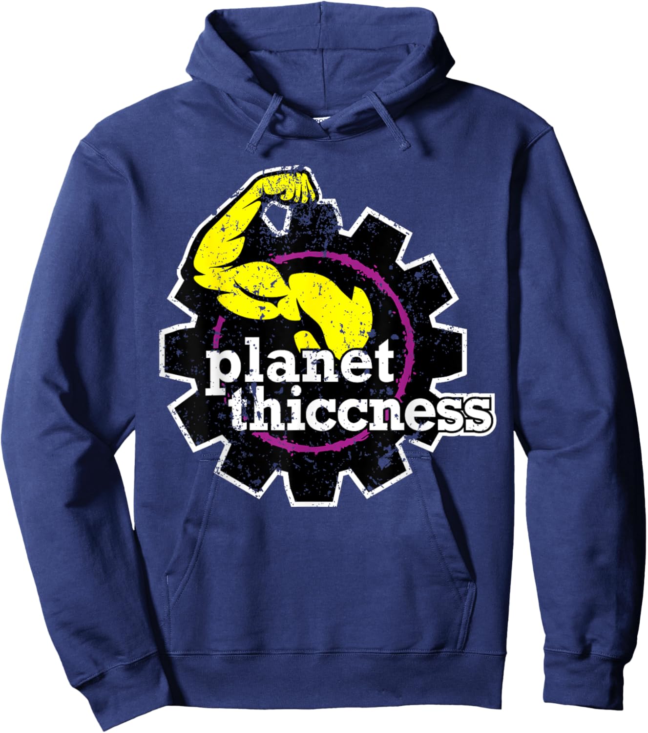 Planet Thiccness Funny Joke Thick Thicc Fitness Workout Gym Hoodie - Hoodie | Navy