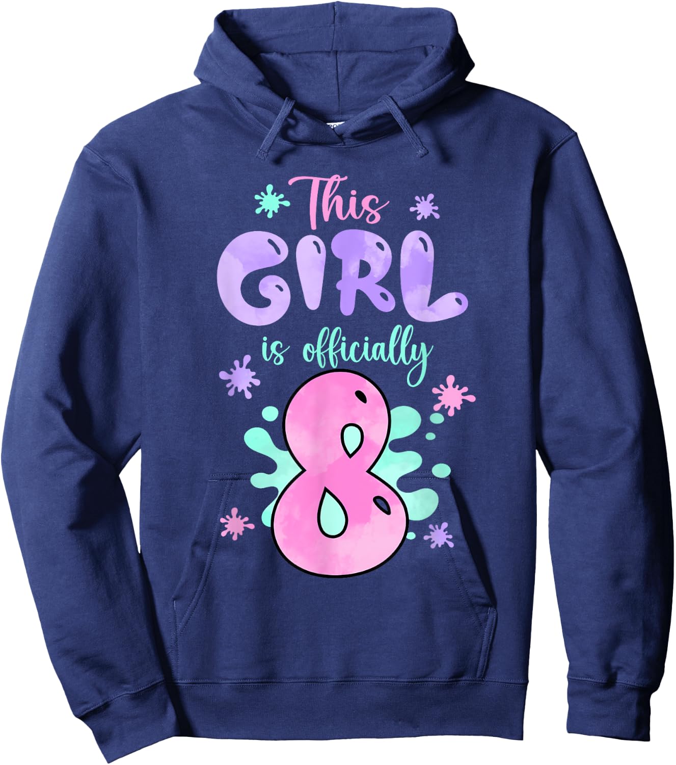 This Girl Is Officially 8 Year Old Slime Queen 8th Birthday Hoodie - Hoodie | Navy