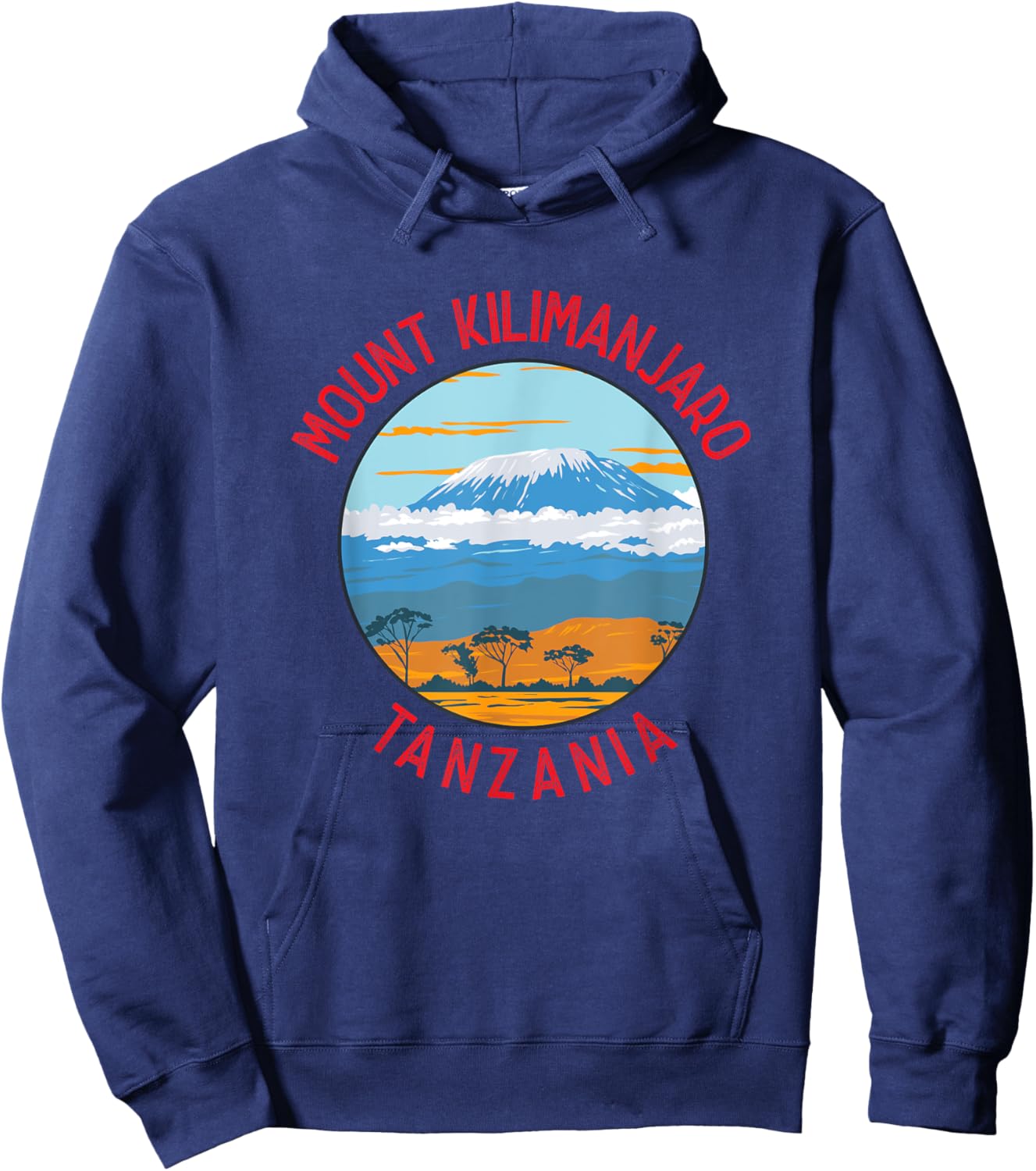 Mount Kilimanjaro Tanzania Distressed Circle Vintage Hoodie - Hoodie | Navy