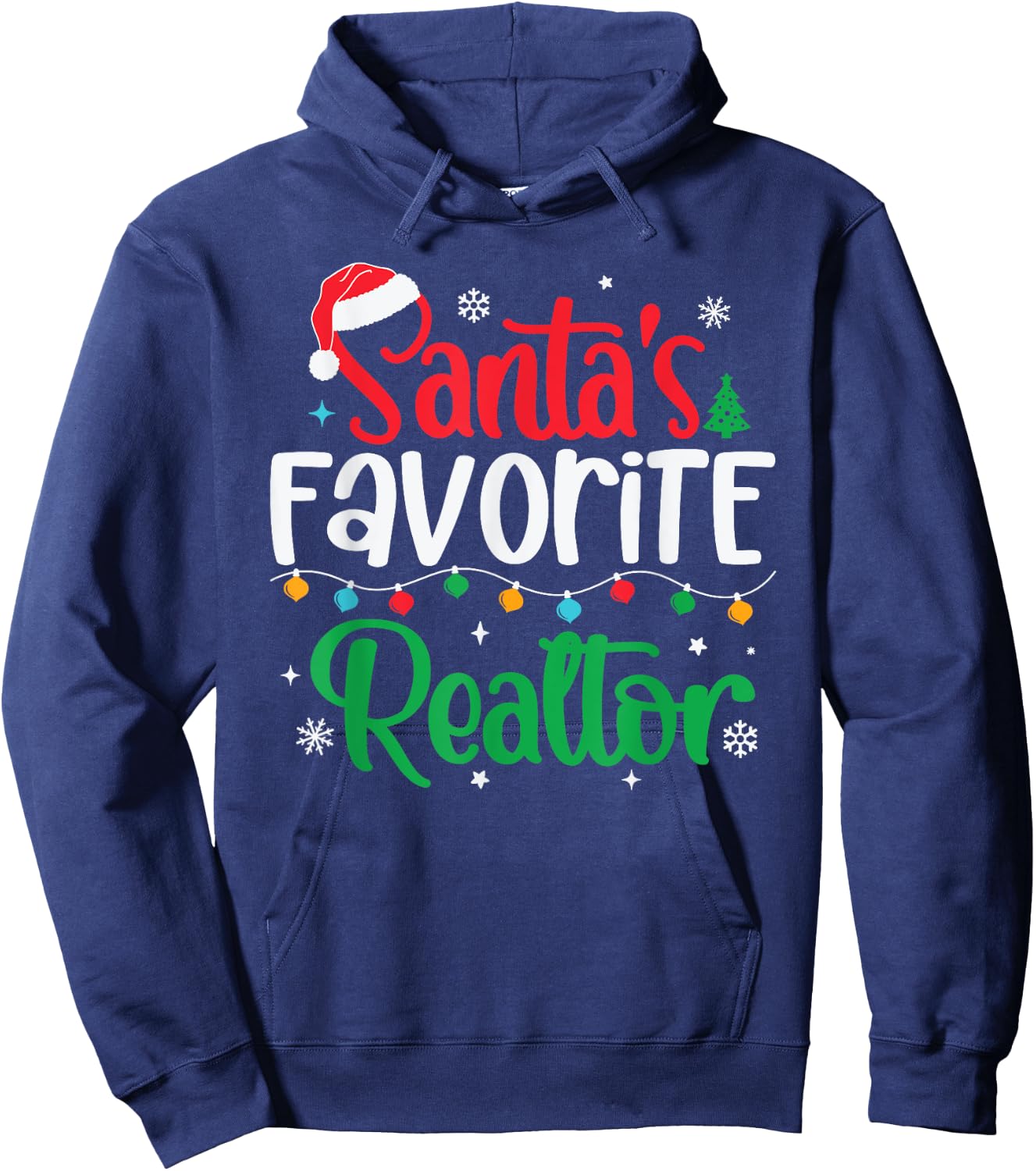 Santa's Favorite Realtor Christmas Real Estate Agent Broker Hoodie - Hoodie | Navy