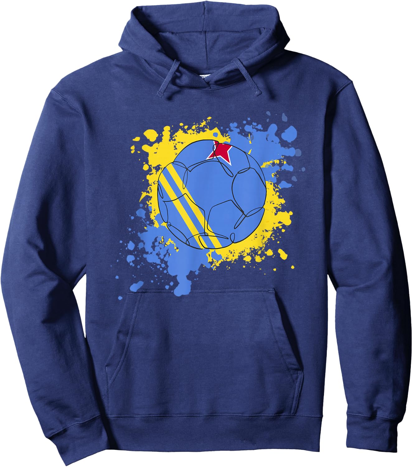 Soccer Ball With The Flag Of Aruba Hoodie - Hoodie | Navy