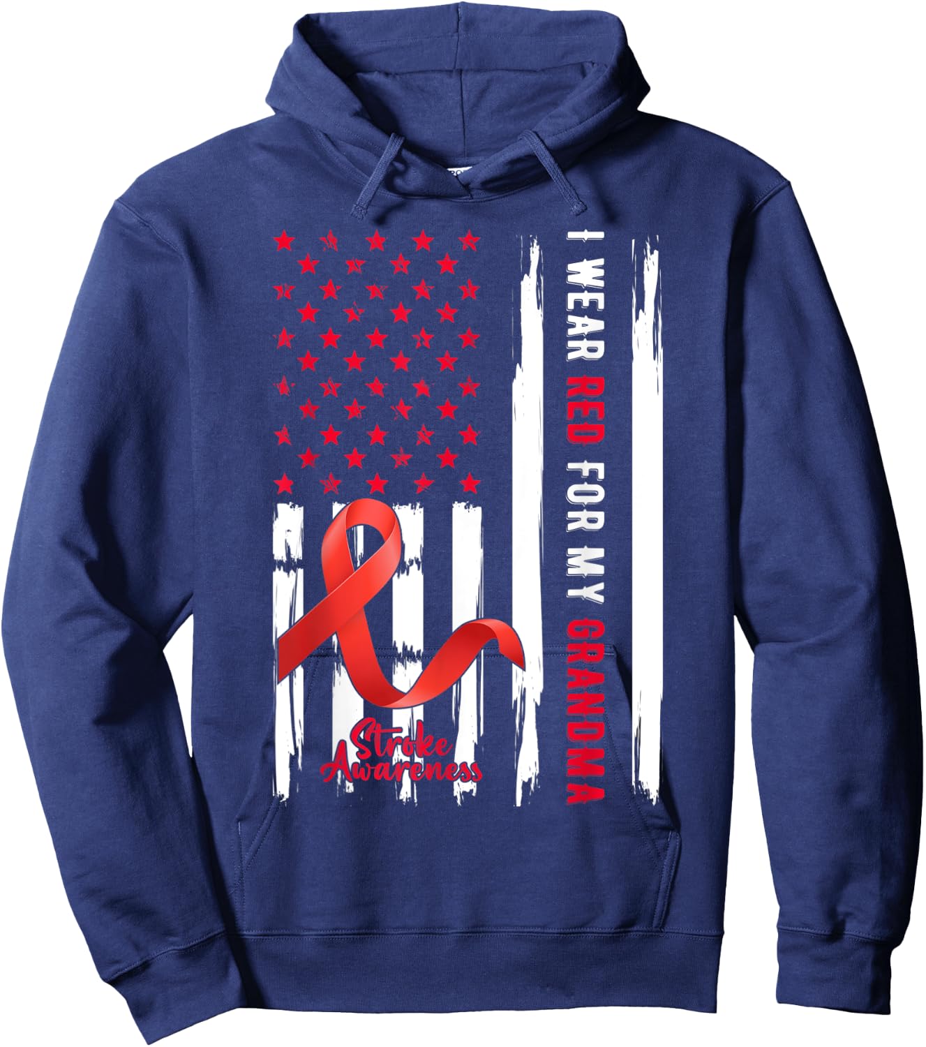 I Wear Red For My Grandma Stroke Awareness Survivor Warrior Hoodie - Hoodie | Navy