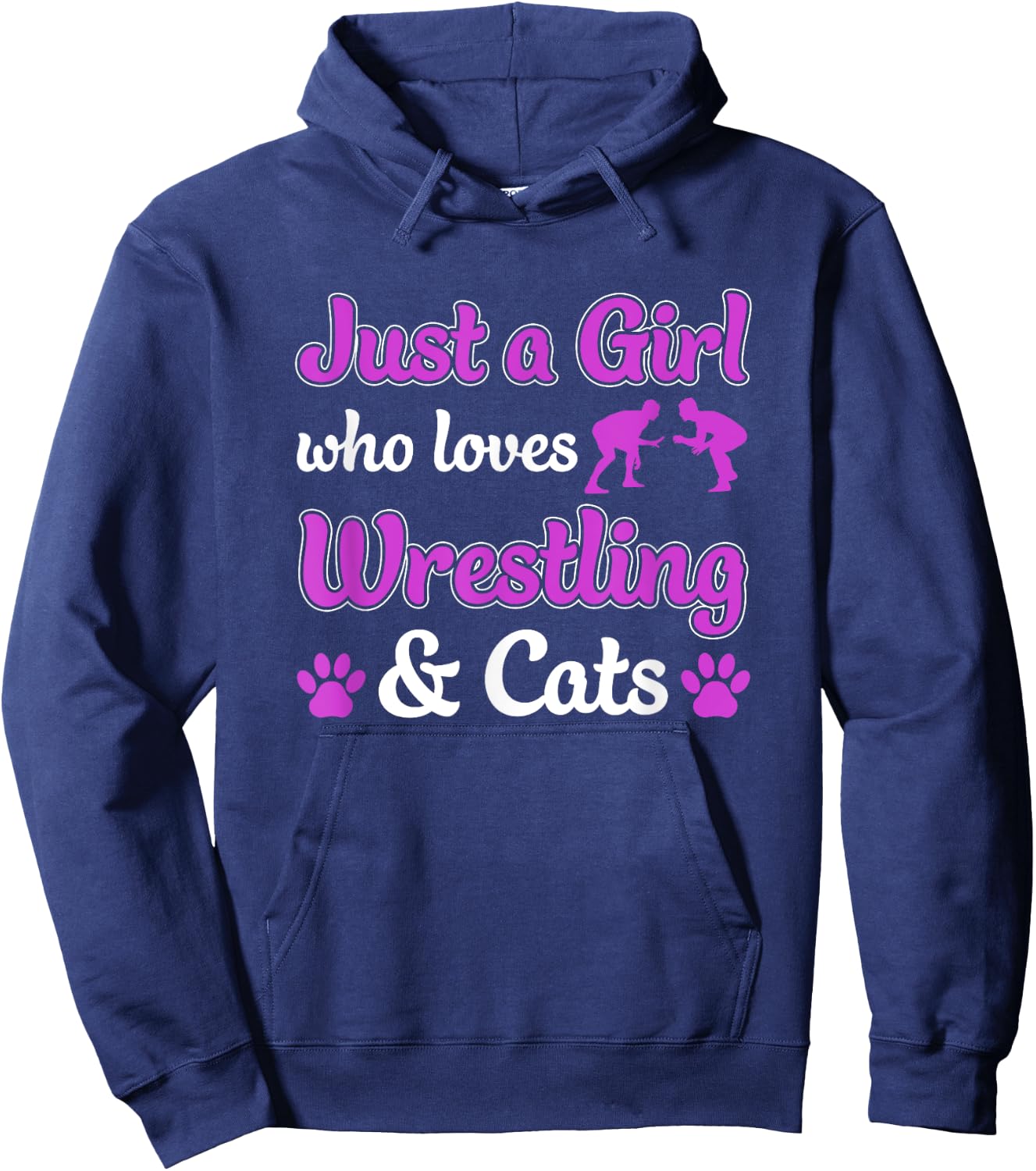 Just a Girl Who Loves Wrestling and Cats Women Funny Wrestle Hoodie - Hoodie | Navy