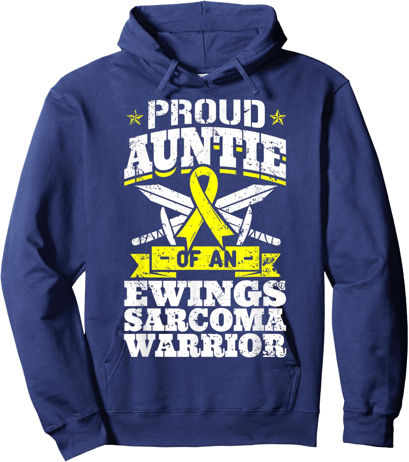 Proud Auntie Of An Ewings Sarcoma Warrior Awareness Ribbon Hoodie - Hoodie | Navy