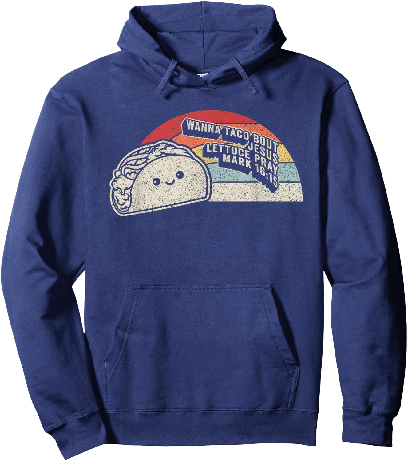 Christian Taco Retro Wanna Taco Bout Jesus Cinco de Mayo Hoodie - Hoodie | Navy