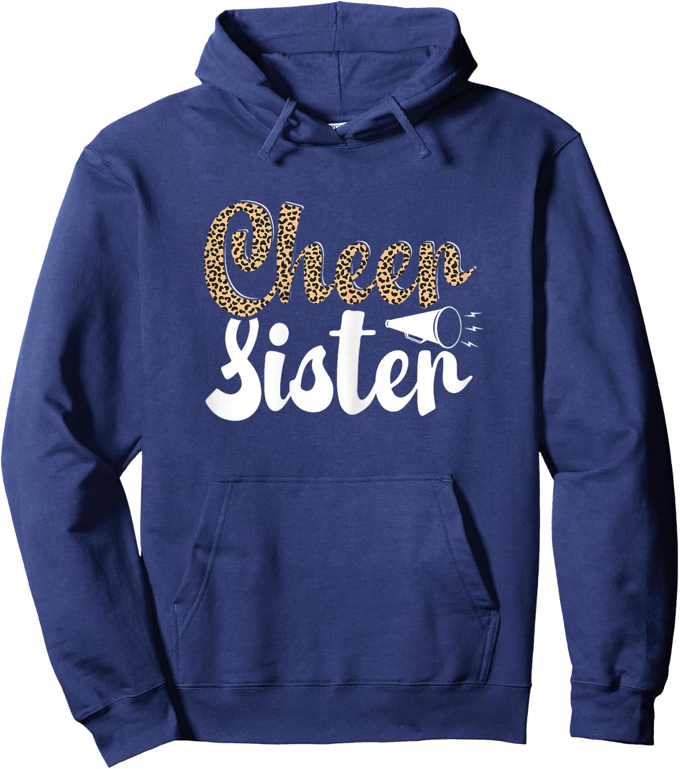 Funny Cheerleading Leopard Graphic Women Cheer Sister Hoodie - Hoodie | Navy
