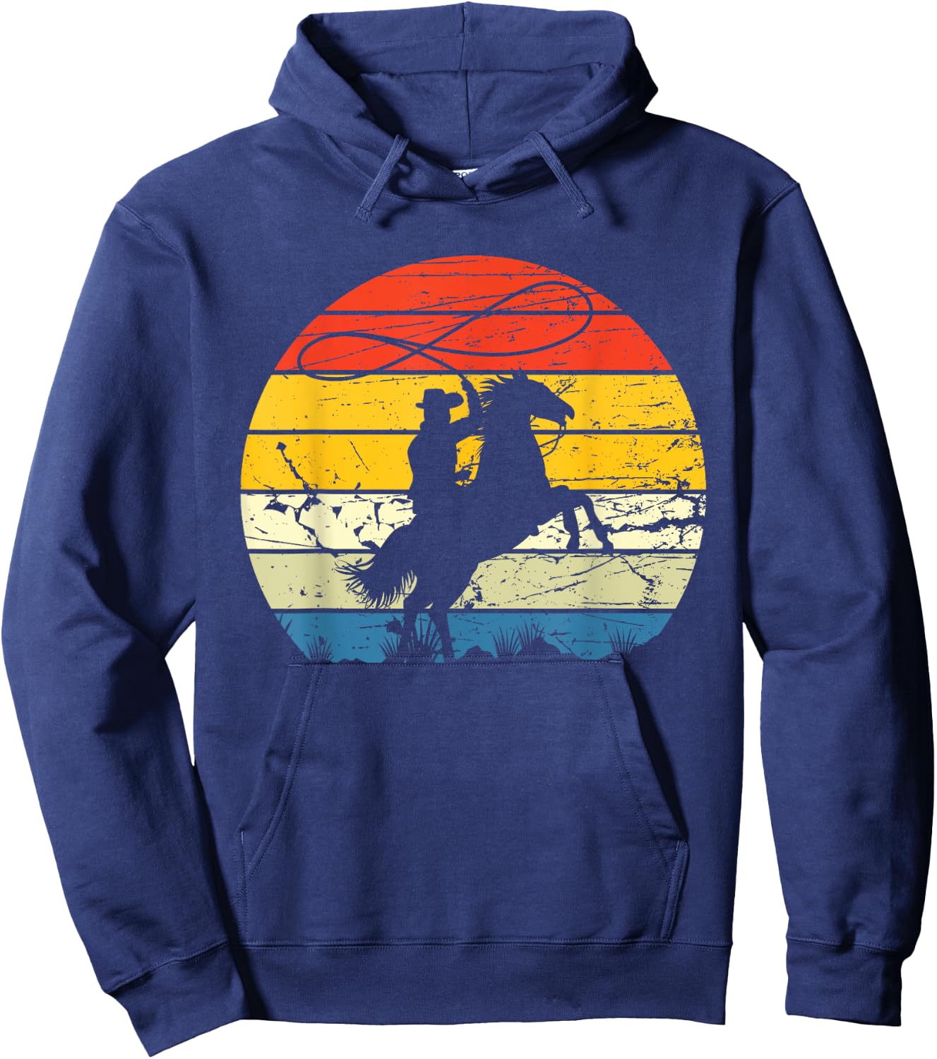 Horse Roping - Western Roper Equestrian Header Heeler Cowboy Hoodie - Hoodie | Navy