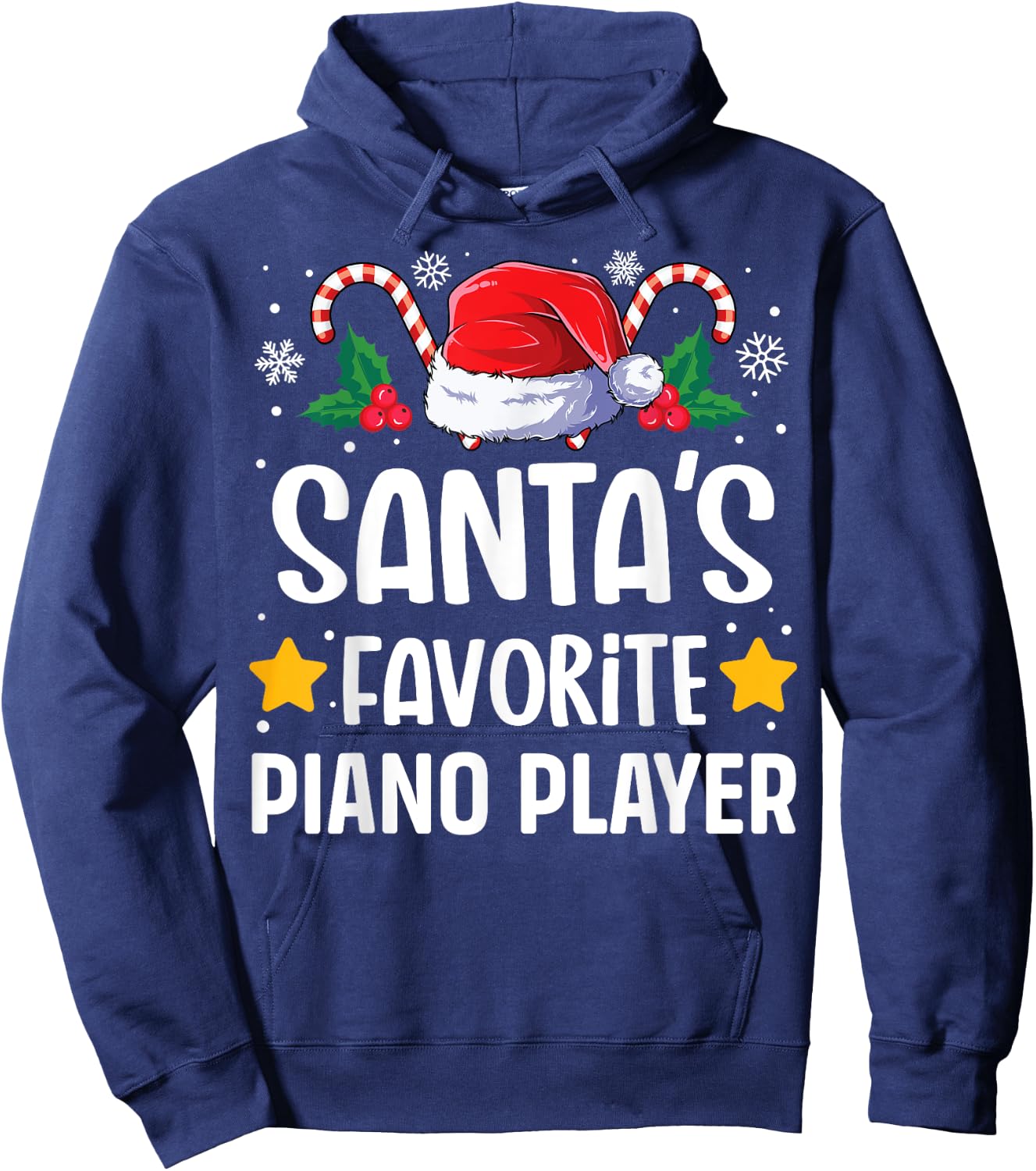 Santas Favorite Piano Player Christmas Matching Group Pajama Hoodie - Hoodie | Navy