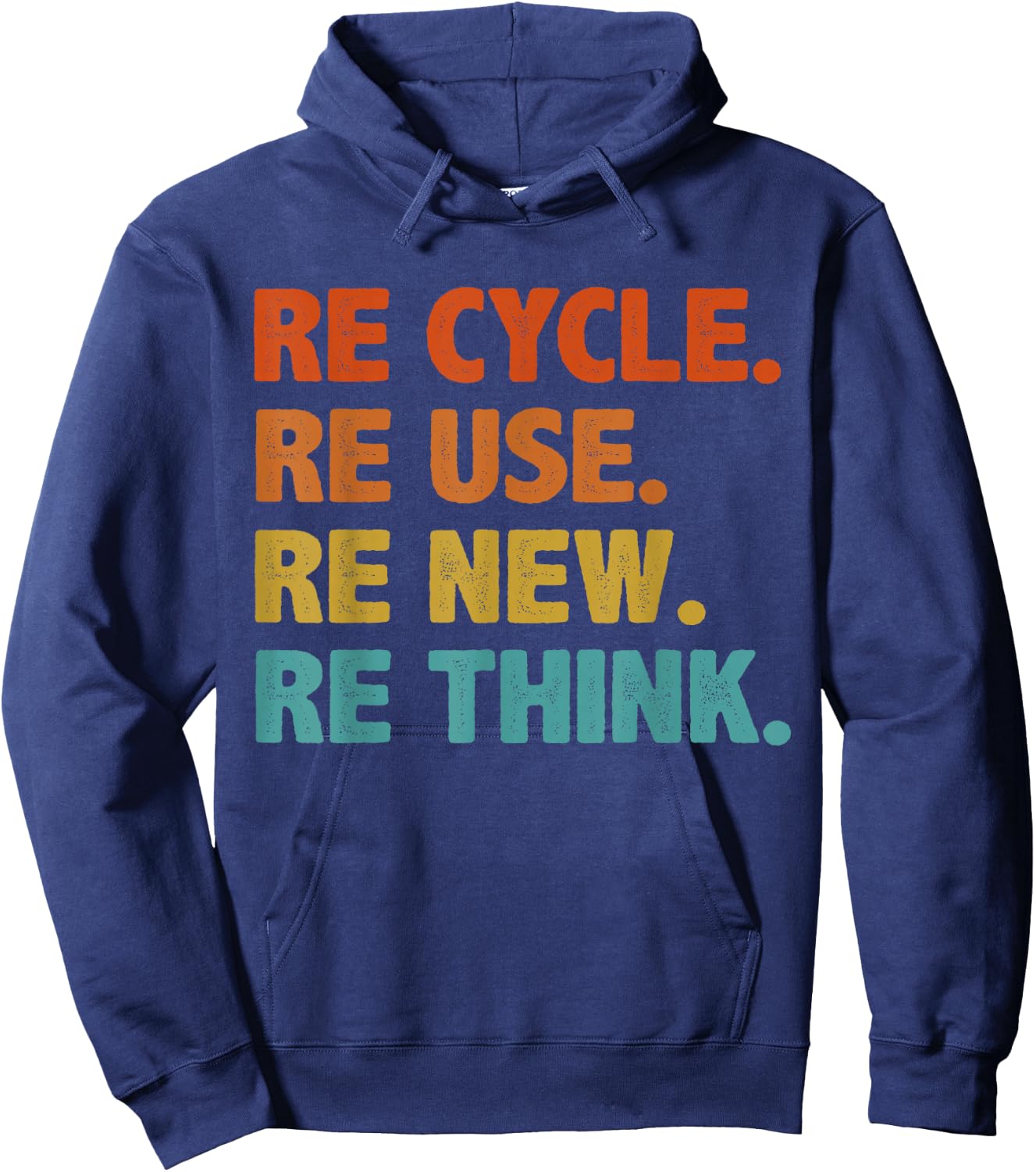 BATHRINS Recycle Reuse Renew Rethink Crisis Environmental Activism - Black, -Adults and Kids, Modern Classic, Short Sleeve, , Earth Theme, Casual, Cycling, Machine Wash, Small Hoodie - Hoodie | Navy