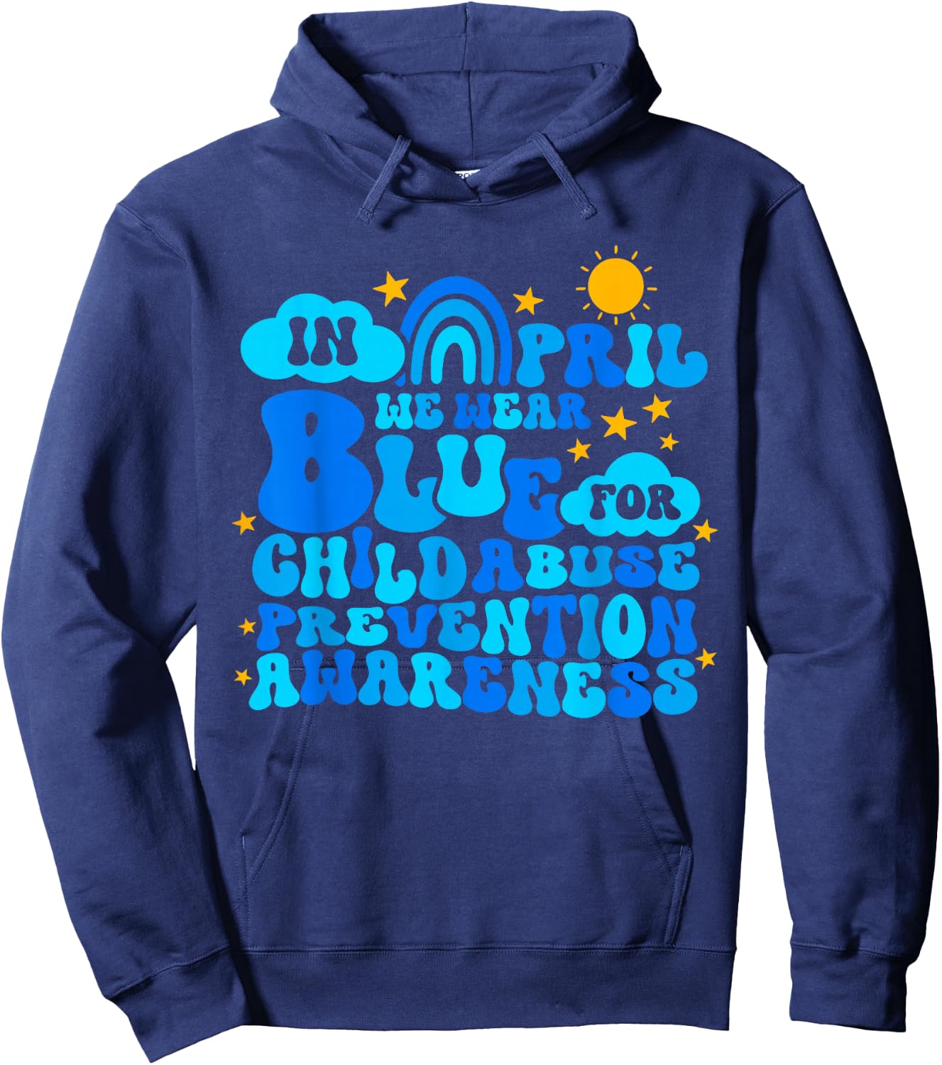 In April We Wear Blue Pinwheel Child Abuse Prevention Month Hoodie - Hoodie | Navy