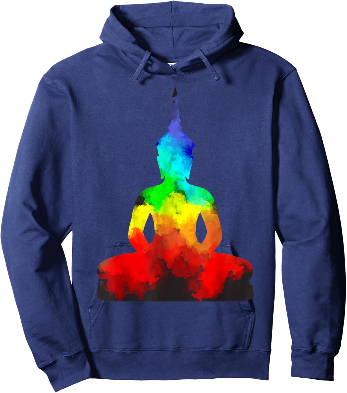 Buddha Rainbow Yoga Namaste Guru Spirit Hoodie - Hoodie | Navy