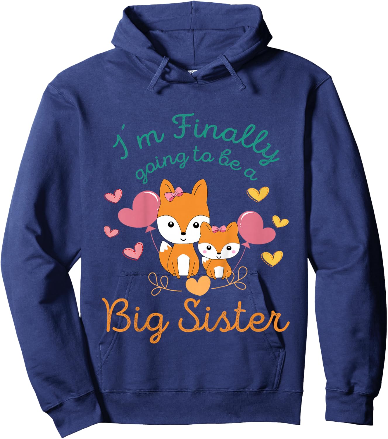 I'm finally going to be a big sister Big Sister Foxes Kid Hoodie - Hoodie | Navy