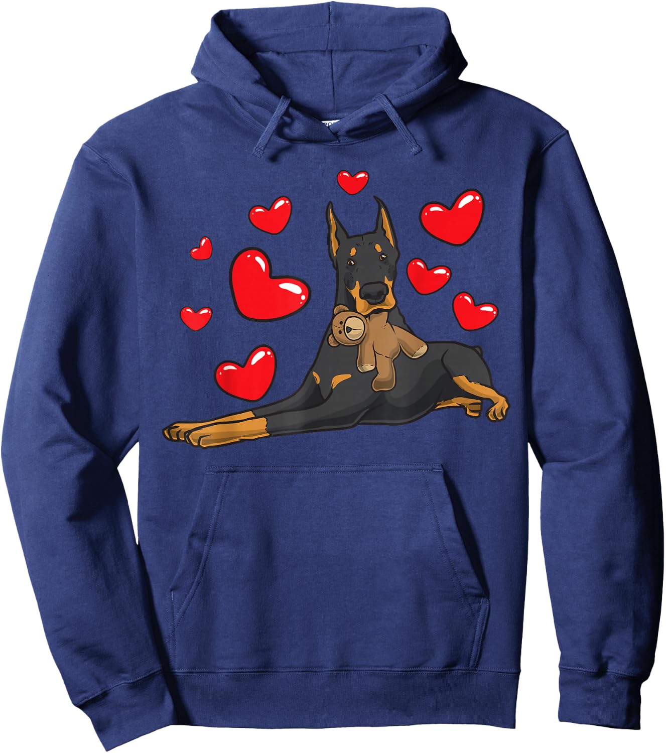 Doberman Dog with Plush Toy Hoodie - Hoodie | Navy
