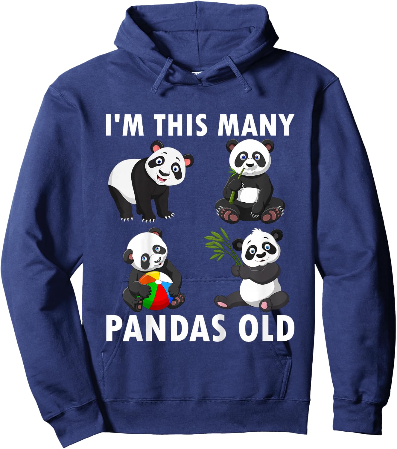 Kids 4 Year Old Boy Pandas Old 4th Birthday Kids Hoodie - Hoodie | Navy