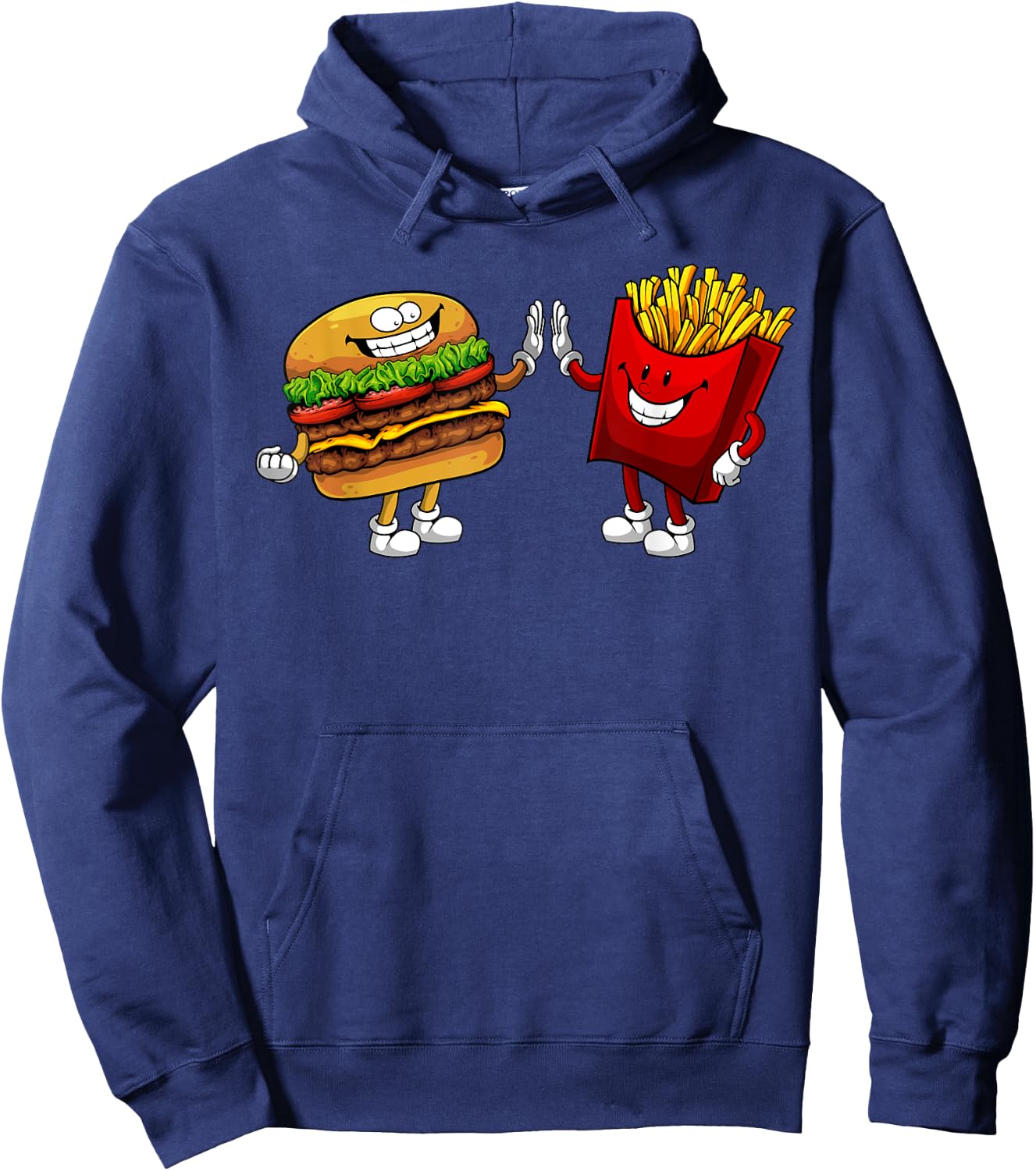 Cute Hamburger Art Men Women Hamburger French Fries Lovers Hoodie - Hoodie | Navy