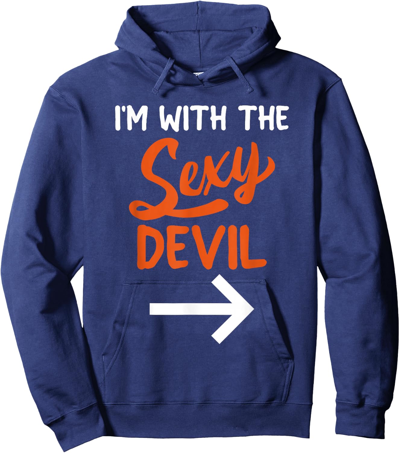 Lazy Halloween Costume for Couple I'm with The Sexy Devil Hoodie - Hoodie | Navy