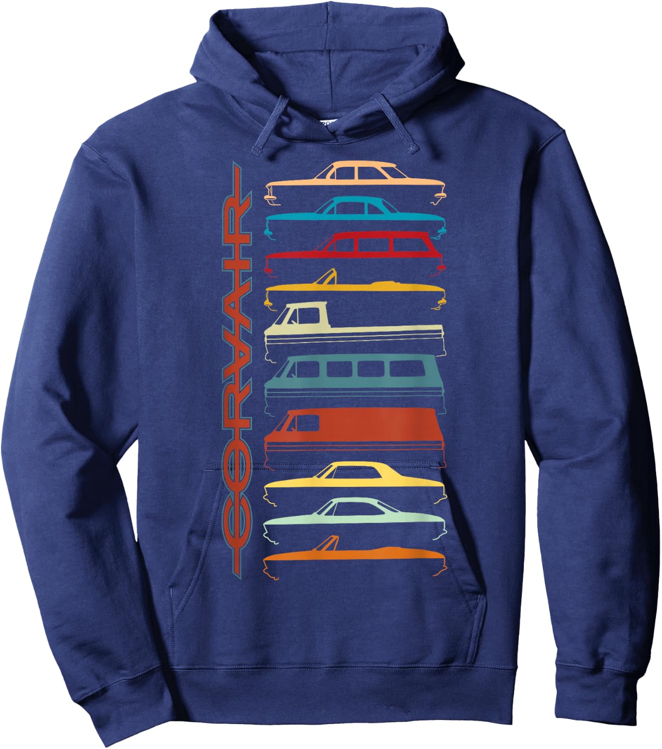 FlatSix Graphics LLc Corvair All Model Sillhouettes - -Adults, Black, Short Sleeve, , Small Hoodie - Hoodie | Navy
