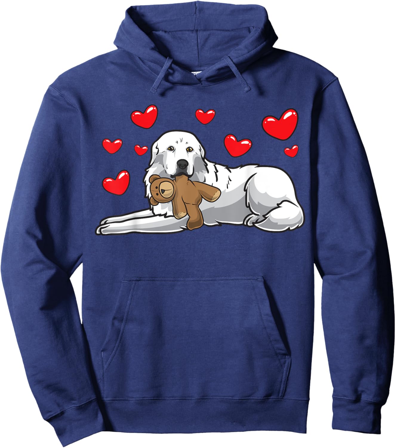 Great Pyrenees Gifts by Thembalove -Adults, -Kids Black Cotton Polyester Small Short Sleeve Classic Fit Hoodie - Hoodie | Navy