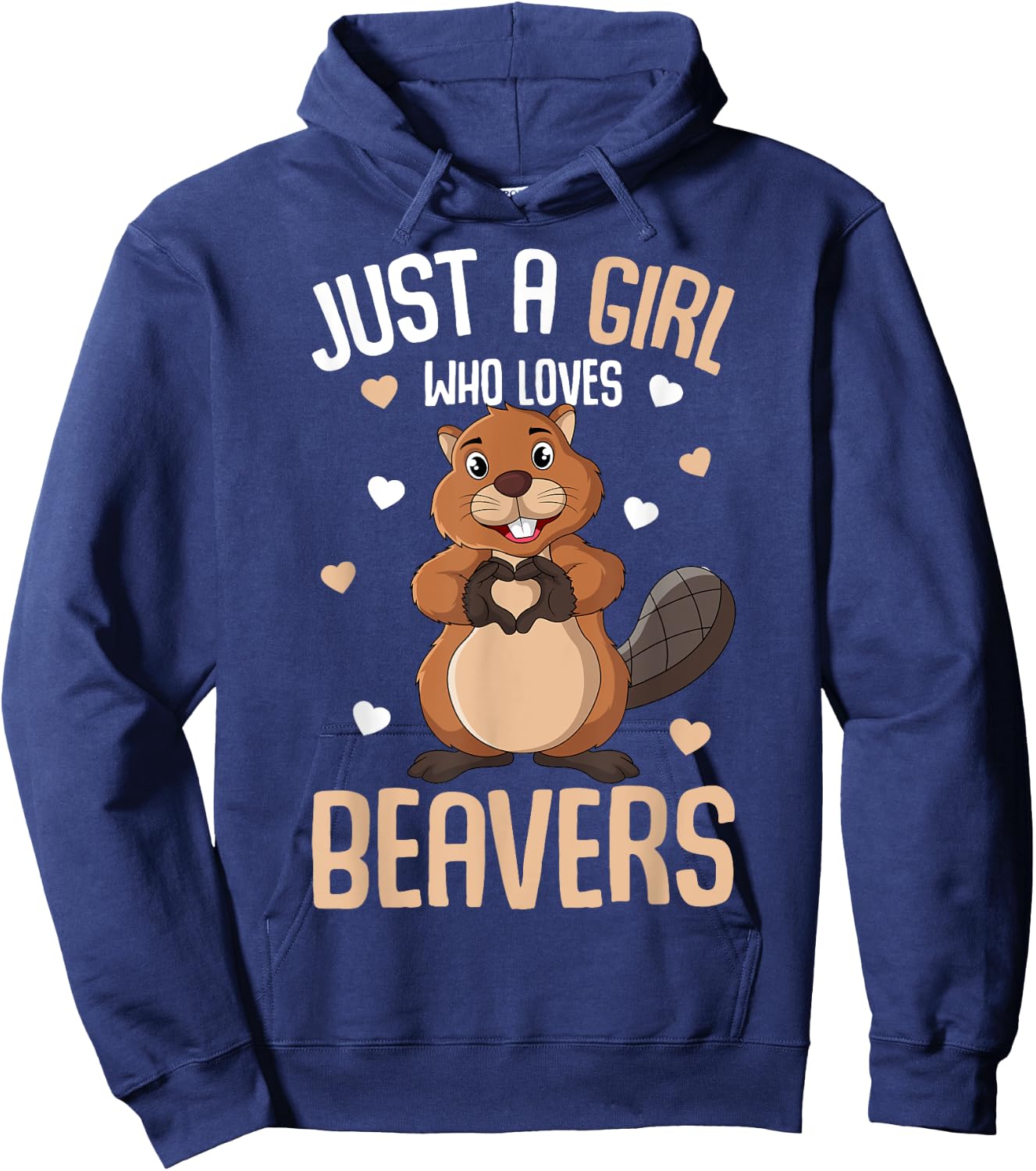 Just a Girl who loves Beavers Kids Girl Beaver Hoodie - Hoodie | Navy