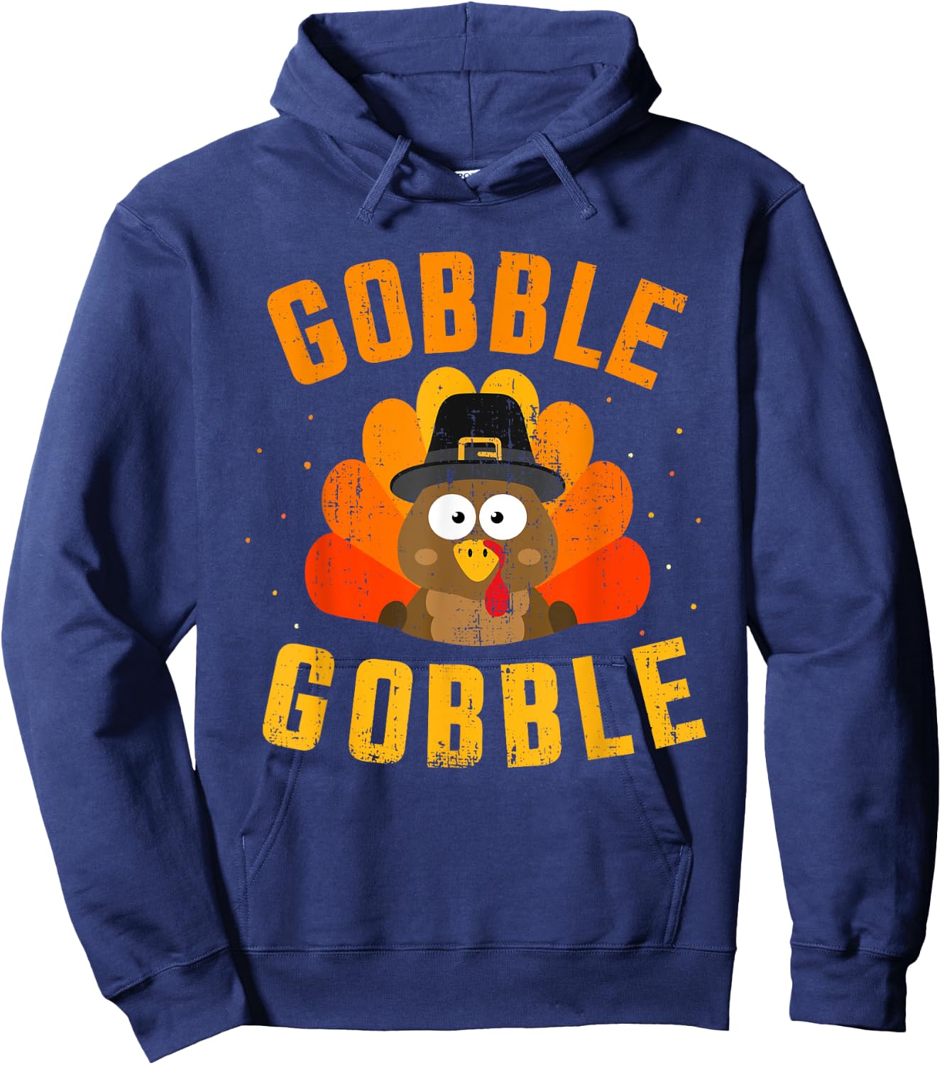 Funny Gobble with Cute Turkey for Thanksgiving Dinner Hoodie - Hoodie | Navy