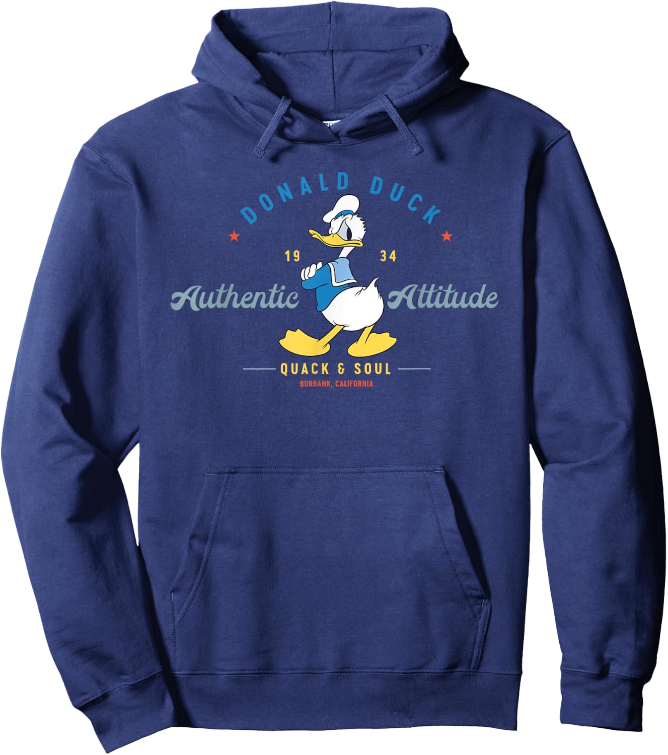 Disney Donald Duck Authentic Attitude Retro Vintage Small Hoodie - Hoodie | Navy