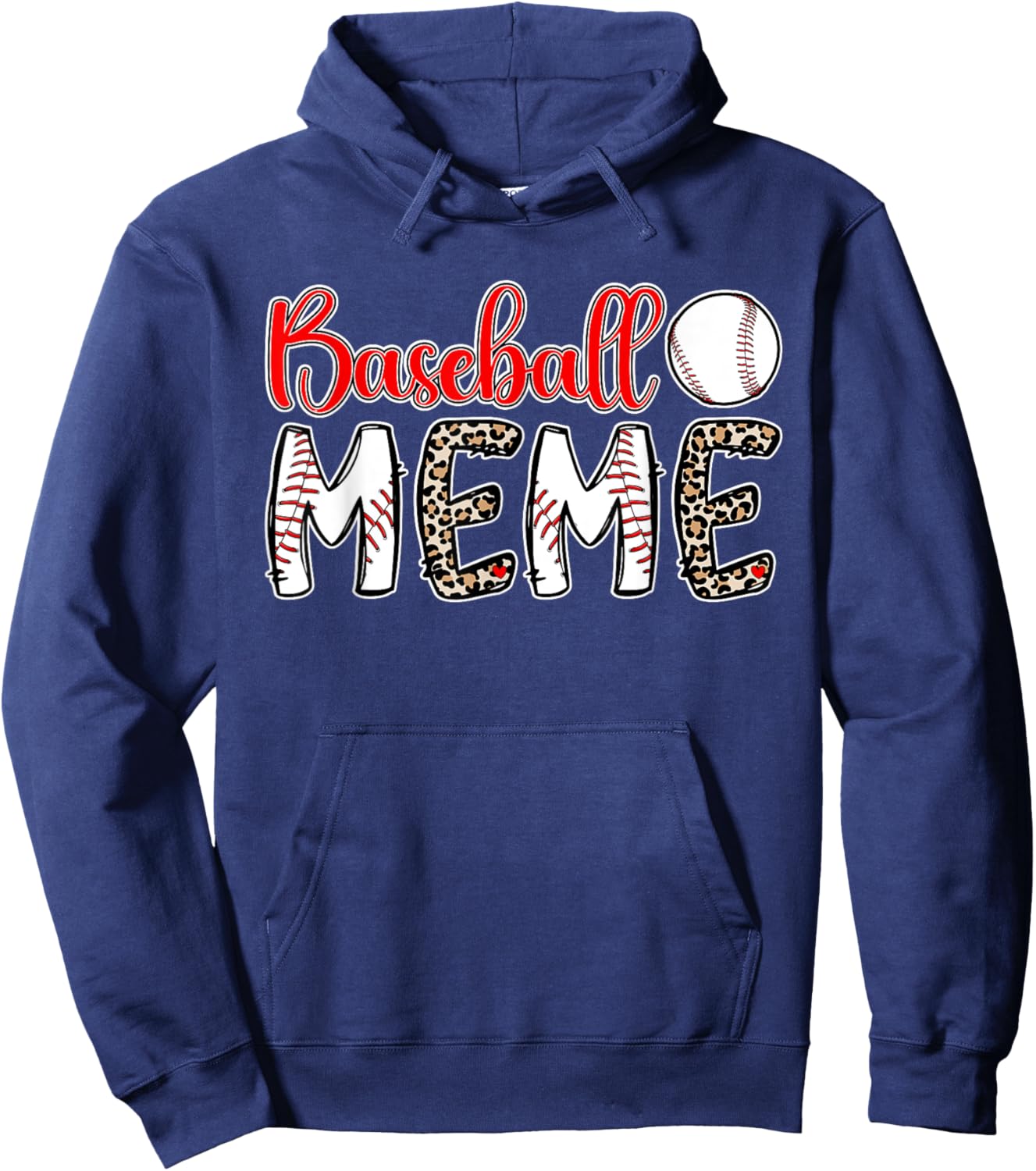 Proud Baseball Meme For Mother's Day Women's Baseball Meme Grandma Black Cotton 60% Polyester 40% Short Sleeve Hoodie - Hoodie | Navy