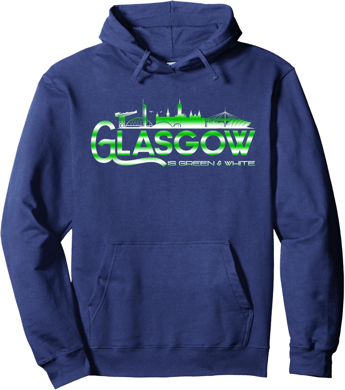 Glasgow is Green and White Hoodie - Hoodie | Navy